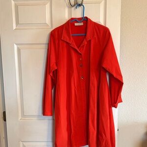 Red/orange Button-Up Shirt Dress or over jacket